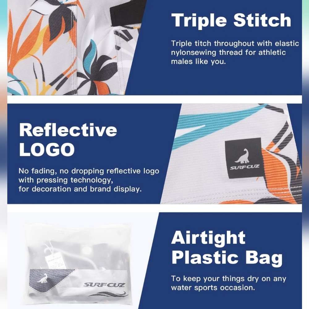 SURF CUZ Men's Beach Short 4-Way Stretch - Picture 5 of 7